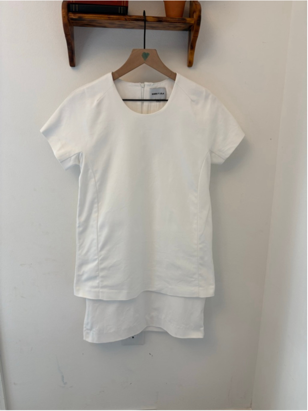 Bimba y Lola White Two-Tier Dress Tunic Overlay Look Size Small